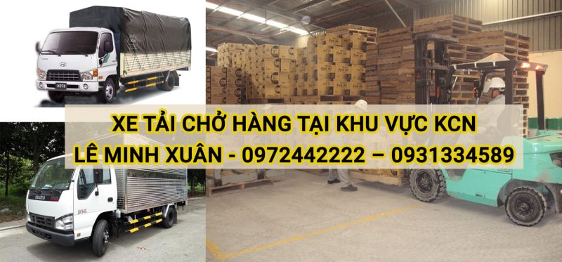 Xe tải chở hàng tại khu vực KCN Lê Minh Xuân huyện Bình Chánh