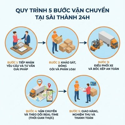 Quy trình dịch vụ vận chuyển hàng hóa 5 bước tại Sài Thành 24h.