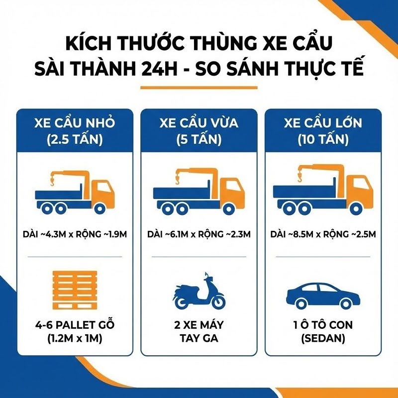 Thông số kích thước thùng xe cẩu tại Vận Tải Sài Thành 24H